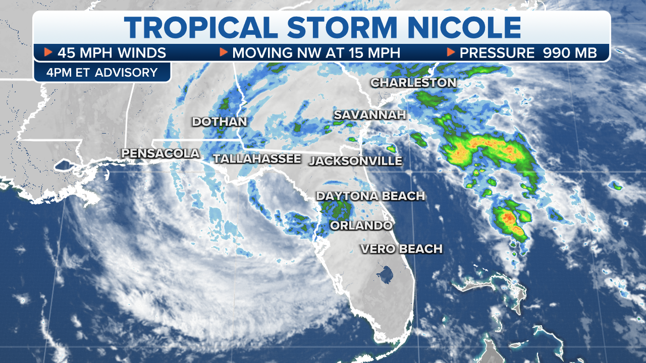 Hurricane Nicole makes landfall, weakens to tropical storm